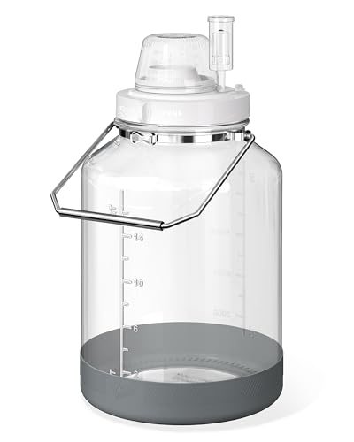 Daitouge 5 Gallon Glass Large Fermentation Jars, Wide Mouth Mason Jar for Mead Making, Brewing, Glass Water Jug with Stainless Handles, Leak-proof Pickle Jars Kimchi Container