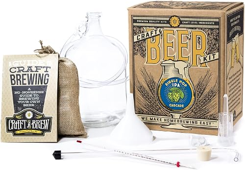 Craft A Brew - Single Hop IPA (Cascade) - Beer Making Kit - Make Your Own Craft Beer - Complete Equipment and Supplies - Starter Home Brewing Kit - 1 Gallon