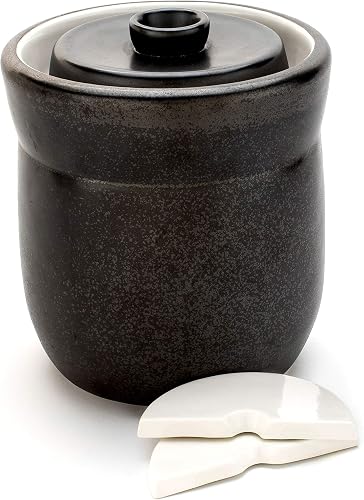 TOMO Fermentation Crock with Weights - Ceramic Sauerkraut Pickling Cro — Build quality and design details up close